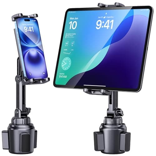 Giftorld Cup Holder Phone Tablet Mount for Car,Truck,360° Rotatable Stand Holder and Adjustable Arm, Compatible with 4-10 inches iPad Samsung Tab iPhone Cellphones Kindle Fire HD
