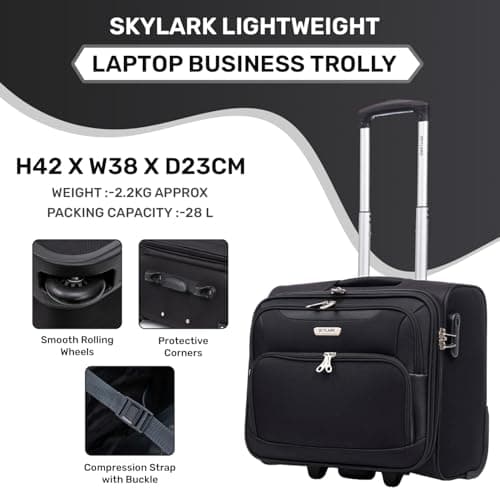 Skylark Lightweight Laptop Bag with Quick-Rolling Wheels and Easy-Access Front Pocket - fits Laptops up to 16 inch (40 cm), Black — view 4