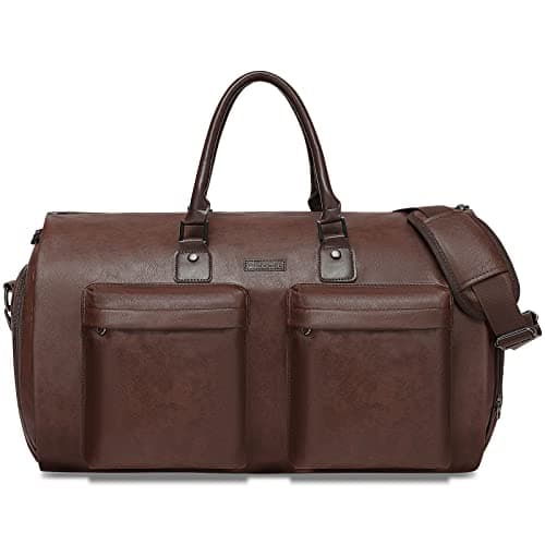 Modoker Convertible PU Leather Garment Bag, Carry-On Travel Duffel