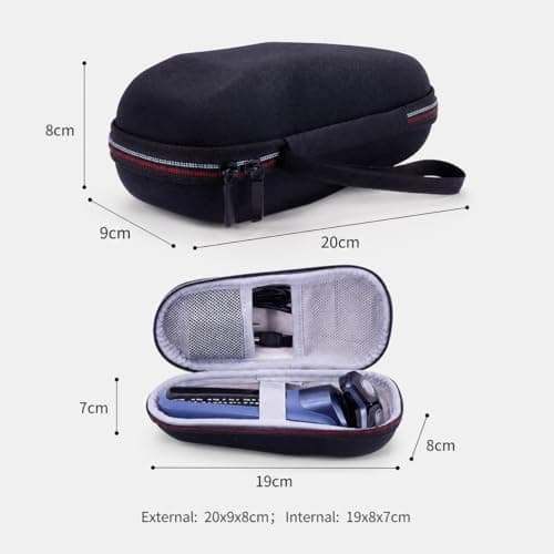 CBMZHF 1 piece, electric shaver storage box, portable charger, with mesh pocket, black — view 2