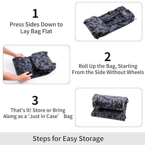80L Waterproof Rolling Duffel Bag with Quick-Release Straps, Military Tactical Wheeled Foldable For Deployment Traveling Camping Sporting, Camouflage (Adjustable handle), Military Style — view 5