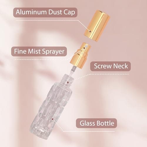 YoHyien 4 Pcs Travel Perfume Atomiser Refillable 10ml, Glass Perfume Travel Bottle, Portable Aftershave Atomiser Spray Bottle, Mini Fragrance Decanter for Handbag, Pocket, and Purse (Multicolor) — view 6