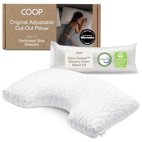 Coop Home Goods Original Cut-Out Adjustable Pillow, Queen Size Bed Pillows for Neck & Head Support, Memory Foam Pillows - Medium Firm for Side Sleeper, CertiPUR-US/GREENGUARD Gold