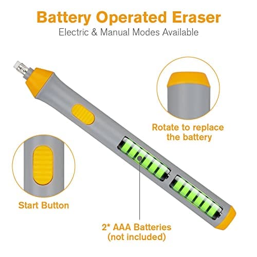 OFFCUP Electric Eraser, Portable Pencil Eraser, 22pcs Refills - Automatic Rubber for Sketching/Drafting/Drawing/Graphite Pencils - Grey — view 4