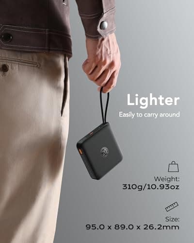 VRURC Portable Power Bank Built-in Cables 20000mAh 22.5W Fast Charging — view 3