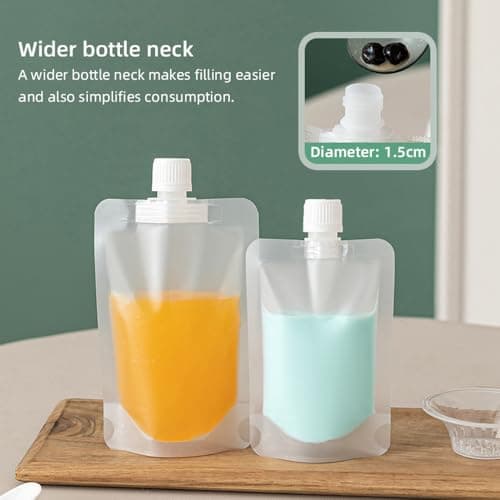 20pcs Reusable Clear Drink Pouches Festival Essentials, Cruise Travel Kit, Hot & Cold Beverage Container for Party Christmas (150ml) — view 2