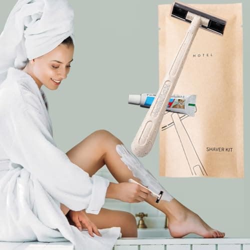 10Pack Luxury Individually Wrapped Hotel Disposable Razors Kit With Shave Cream; Clean and Hygienic; Portable Travel Razor Toiletries Amenities; Guest Shaving Razor Set for Home Hotel Travel — view 4
