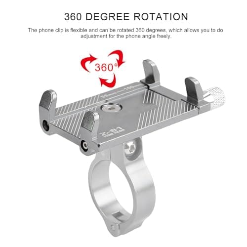 Agatige Bike Phone Holder for 50-100mm/2.0-3.9in Smartphones, Adjustable Motorbike Scooter Dirt Handlebar Phone Clip Bicycle Smartphone Mount Holder Stand for 31.8mm/25.4mm/22.2mm Handlebar (Silver) — view 2