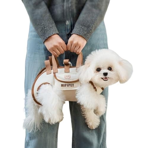 HIPIPET Dog Carrier Backpack, Portable Pet Shoulder Bag with Leash, for Small Dogs 1.8-8.2 kg, Beige (Brown, M) — view 2