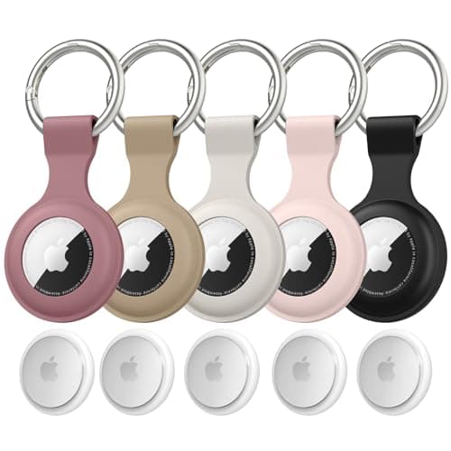 [5-Pack] for Air Tag Holder - Silicone Case for AirTag Keyring for Keys, Bags, Luggage, Pet Collars - Anti-Lost and Scratch-Resistant Design for Apple AirTags 2021 (Pack C)