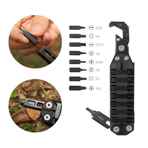 HONZIN Multitools 10 in 1 Pocket Multitool with Wrench, Can Opener, Bottle Opener, Saw, Screwdriver Set, Whistle, Fire Starter, Foldable Multi-Tool for Outdoor, Camping, Hiking, Repair, Gifts for Men — view 6