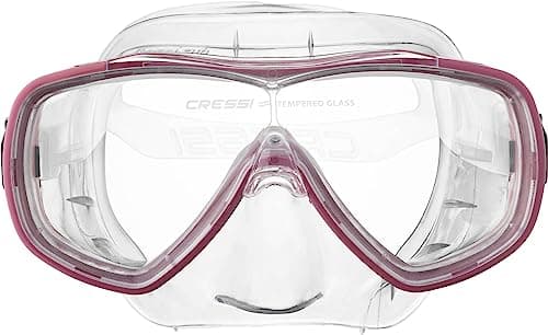 Cressi Single Lens Mask & Snorkel Set - Tempered Glass Diving Mask - Snorkel Set Adults for Pools & Sea - Quick-Adjust Buckles for Scuba Diving Equipment - Transparent/Pink - Combo Set — view 4