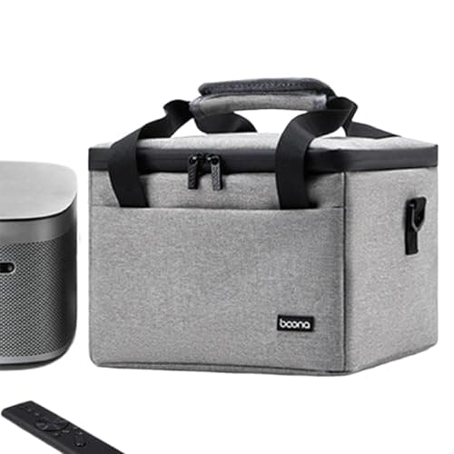 AsrMyjcx Projector Bag Hard Carrying Case Sturdy Portable Double Zipper with Handle Travel Carrying Case Home Theater Video Projector, Grey — view 2
