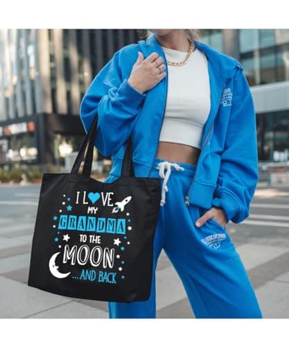 Hippowarehouse I Love My Grandma to the Moon and Back (Blue) Tote Shopping Gym Beach Bag 42cm x38cm, 10 litres — view 4