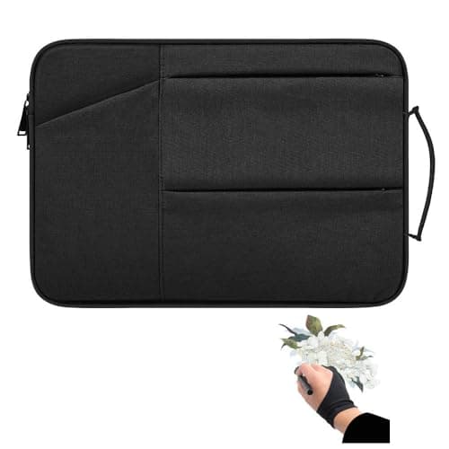 Drawing Tablet Case Protective Travel Bag Sleeve Compatible for Xp-pen Deco01 V2, Deco03, Star03, M708, GAOMON M106K, M10K, Huion HS611 H1060P (Black)