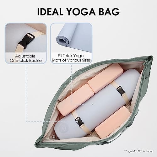 sportsnew Large Yoga Mat Bag for Women Gym Bag with Shoes Bag,Greenish Grey — view 2