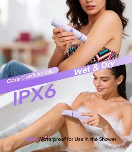 Facial Hair Remover for Women,4-in-1 Bikini Trimmer Women,USB C Mini Lady Shavers with 4-Level Battery Indicator (25%, 50%, 75%, 100%) Eyebrow Razor,Nose Trimmer,for Face Nose/Ear Body,Purple — view 6