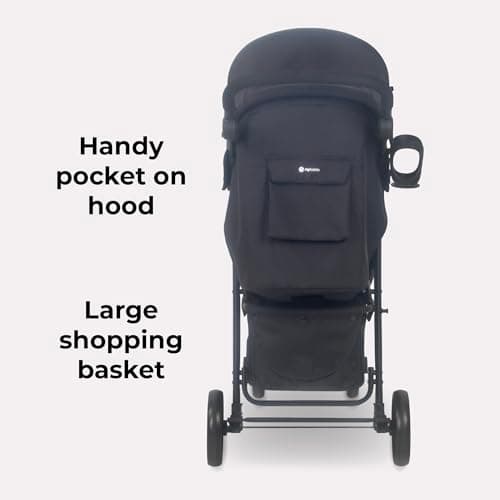 My Babiie MB30 Pushchair – from Birth to 4 Years (22kg), Easy Compact Fold, Large Shopping Basket, Adjustable Handle, Stroller Includes Cup Holder, Rain Cover – Black & Grey — view 6