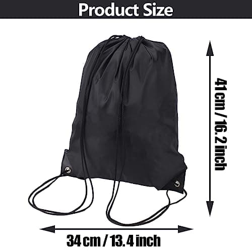 JFmall Drawstring Bags, Swim PE Bags Drawstring Gym Bag for Kids Adults String Swimming Sports Bag for School Sports Swimming Gym Travel Black — view 2