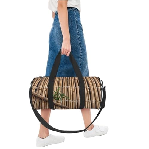 Large Bamboo Raft Travel Duffel Bag Sports Gym Bag, Lightweight Overnight Weekender Bag With Shoes Compartment Yoga Gym Sports Bag For Men Women — view 5