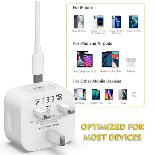 USB C Charger 3Pack iPhone Charger 20W USB C Fast Plug UK Power Adapter — view 5