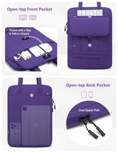 HYZUO 15-16 Inch Puffy Laptop Case Sleeve Padded Handbag, Midnight Purple — view 3