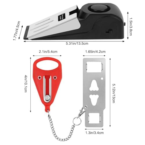 2-Pack Travel Security Kit, Door Lock Without Drilling + Door Alarm, Adjustable Safety Bar Door Jammer for Hotel Door Travel Safety, Patio Door Security for Home & Apartment, Portable — view 2