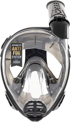 Cressi Komodo Full Face Dry Snorkelling Mask - 180° Panoramic View Snorkelling Mask - Dry Side Snorkel & Adult Snorkel Set - CO2 Safe Silicone Skirt & Scuba Equipment - White/Black - M/L — view 2