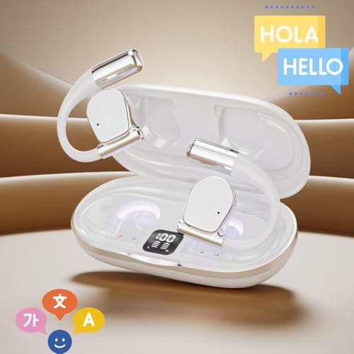 ePalZoneXP Wireless AI Translation Earbuds, 150 Languages, Open-Ear Bluetooth Sport Headphones, Long Battery Earphones, Clear Audio, Two-Way Real-Time Translator, Workout & Travel UK (White) — view 2