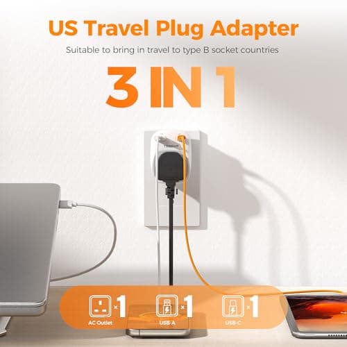 TESSAN UK to US Plug Adapter, UK to US Travel Adaptor with USB C, Type B — view 2
