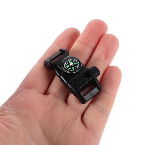 Abaodam Multi-Function Outdoor Buckle with Compass Whistle Fire Starter for Hiking Camping Emergency Survival 10 Pack Lightweight Plastic Strap Clips — view 3