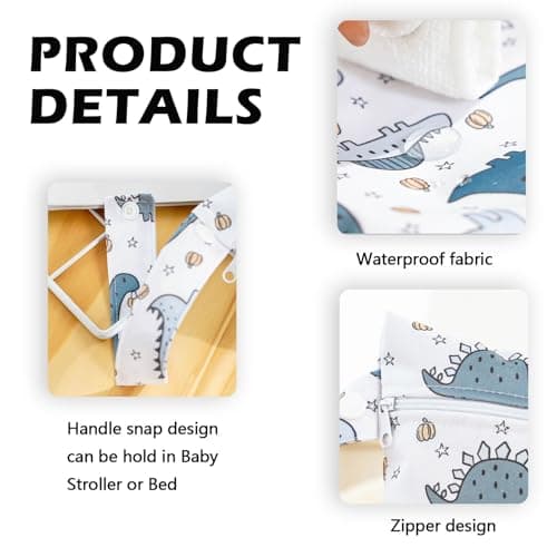 ZKFSIE 3 Pcs Reusable Waterproof Wet Bags, Nappy Bag Organiser, Wet Dry Bag, Dinosaur, Rainbow & Bear Patterns for Swim, Travel, Camping Beach Gym Organiser — view 3