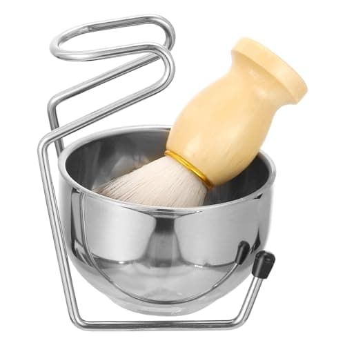 Abaodam Men Beard Brush Set Stainless Steel Bowl Rack Shaving Tool