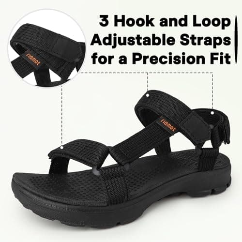 riemot Women's Walking Sandals, Adjustable Sports Sandals with Textured Footbed and Lightweight Cushioned Rubber Sole, Comfortable Summer Outdoor Sandals for Travel and Daily Walking, Black UK 7 — view 4