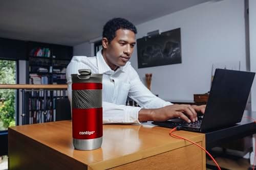 Contigo Travel Mug Byron, Stainless Steel Thermal-Mug, Insulated Coffee to go Cup, 100% Leakproof, Keeps hot for 7 Hours, Dishwasher Safe lid, Red — view 6