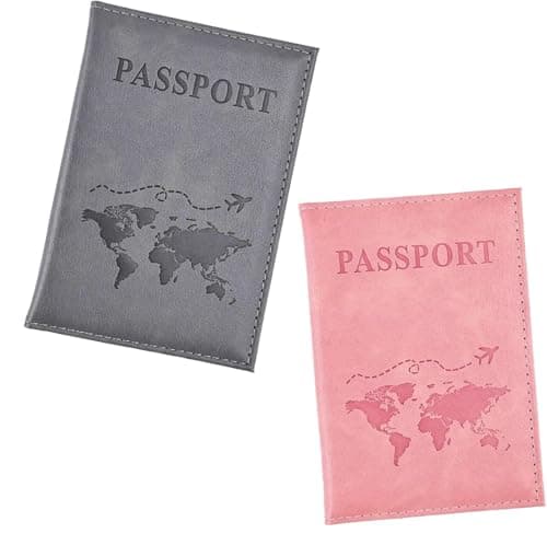 Copbopwn 2 Pcs Passport Holder Travel Wallet PU Leather Passport Cover Passport Case Pink Travel Accessories for Women Travel Accessories for Passport Ticket Boarding Pass Business Card Credit Card