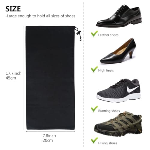 BlesMaller Shoe Bags for Travel 100% Cotton Golf Shoe Bags for Men & Women Dust Storage Bags (Black, 8er/Set) — view 4