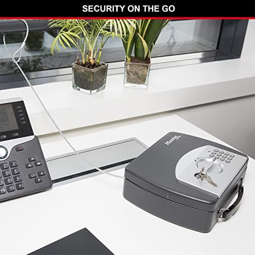 Master Lock P008EML Compact Portable Safe (Combination with Cable), Black/Grey — view 2
