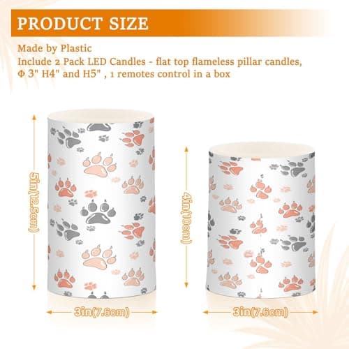 xigua Flameless Candles, Coral Paws Flickering LED Candles,2 Pack Battery Operated Candle with 18-Key Remote or Wedding, Table, Halloween, Christmas Decor — view 3