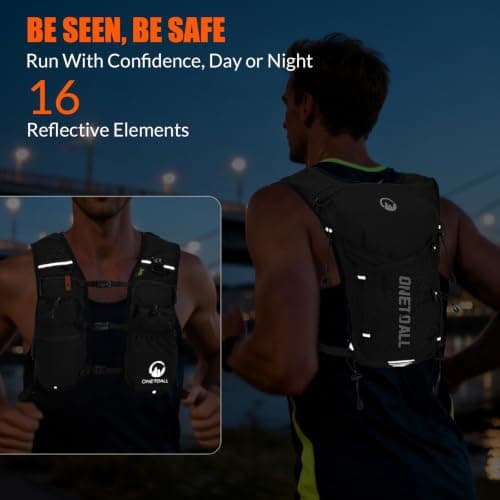 ONETOALL Running Vest Women with TPU Water Bottle 500ml & Water Bladder 2L, Lightweight Hydration Running Vests Mens, Reflective Running Backpack for Hiking Marathon Biking Sci, Black — view 4