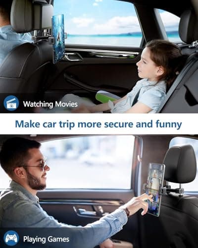 Giftorld Car Headrest Backseat Mount,Phone/Tablet Car Holder,360°Rotation,Solid & Steady,Car Trip Essentials,Adjustable Back Seat Tablet Holder,Compatible for All 5"-10" Tablets,iPad,cellphones, — view 2