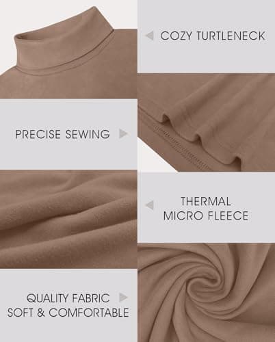 QIXING Men's Thermal Turtleneck Top, Long Sleeve Base Layer, Brown, XL — view 4