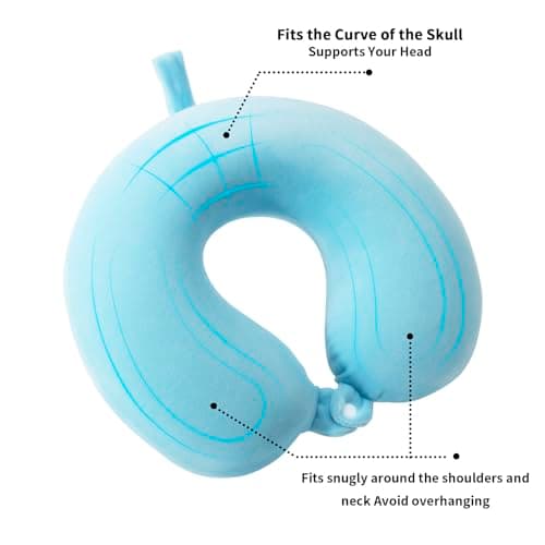WENGX Travel Pillow Neck Pillow Memory Foam Travel Pillows Head Support Cushion for Airplane Train Car Office Travel Essential Flight Pillows for a Long Hauls Sleeping Rest (Pale Blue) — view 5
