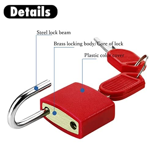 4 Pack Multicolor Long Handle Luggage Locks Suitcase Locks with Keys Travel Padlocks for Luggage Bag School Gym Lockers(Black, Green, Blue, Red)… — view 3