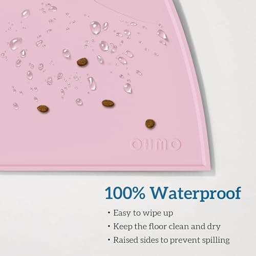 OHMO Silicone Cat Food Mat for Food&Water Bowls, 46x25cm, Pink — view 4
