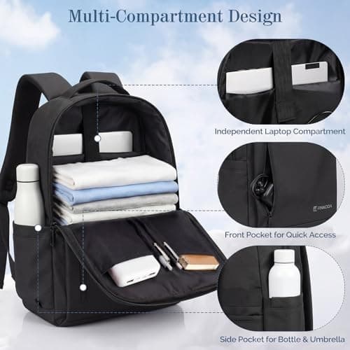Tavoxda Travel Laptop Backpack, 40x30x20 Underseat Cabin Backpack, Black — view 3
