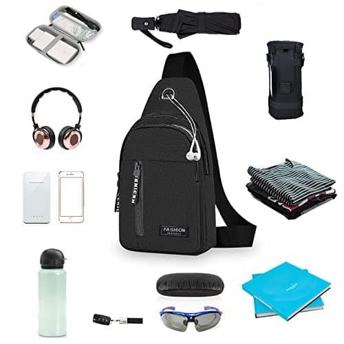 Yafe Small Shoulder Backpack, Lightweight Nylon Rucksack Bag, Black — view 3