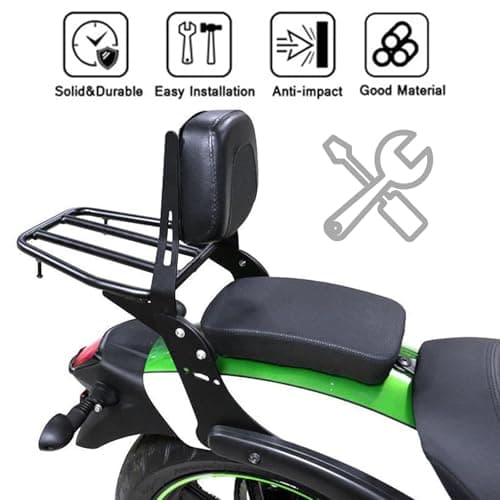 Motorcycle Backrest Sissy Bar with Rear Luggage Rack Compatible with Kawasaki Vulcan S 650 VN650 Top Box Holder Support Bracket Metal Extended Seat Shelf Cargo Carrier Rear Passenger Backrest — view 3