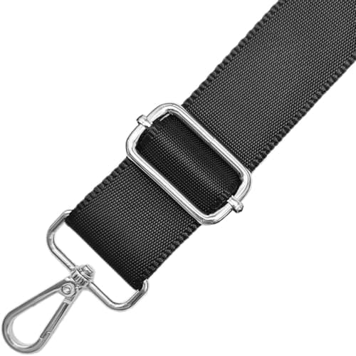 Hibate 1.5" Wide Replacement Crossbody Bag Strap for Women's Handbags Shoulder Straps - Black/Silver Hardware — view 2