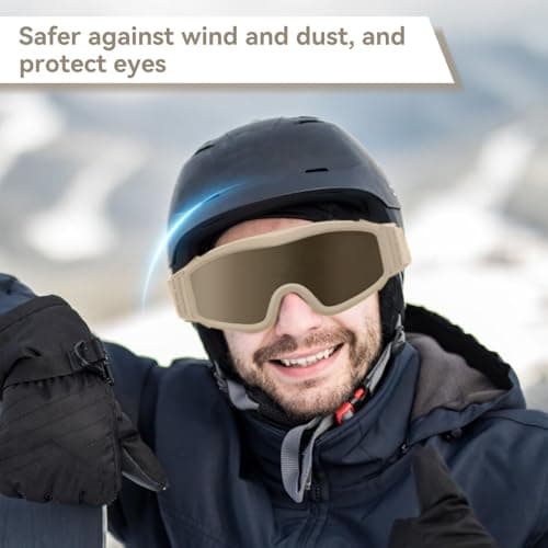 equlup Outdoor Windproof Goggles, Desert Goggles Windproof Glasses Khaki Sandproof Goggles with 2 Lens for Men Women Motorcycle Ski Cycling — view 4